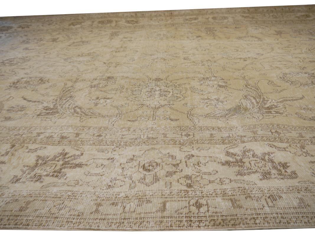 Tabriz Rug Room Size 8x11 ft Classic Vintage Muted Gray Beige Brown Hand Knotted For Sale 5