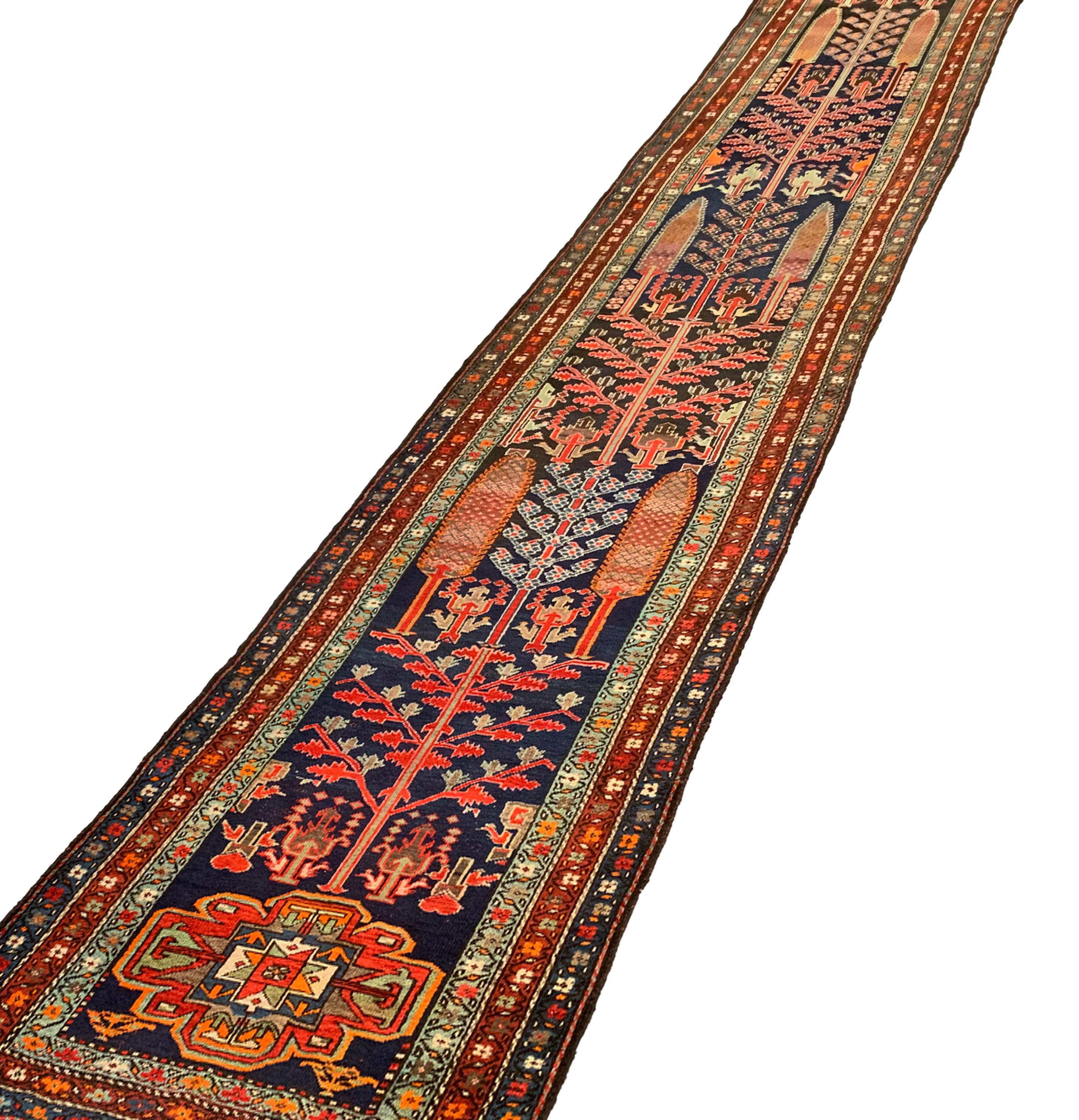 Iraqi Antique Rug Runner Handmade Oriental Traditional Wool Tribal Carpet For Sale