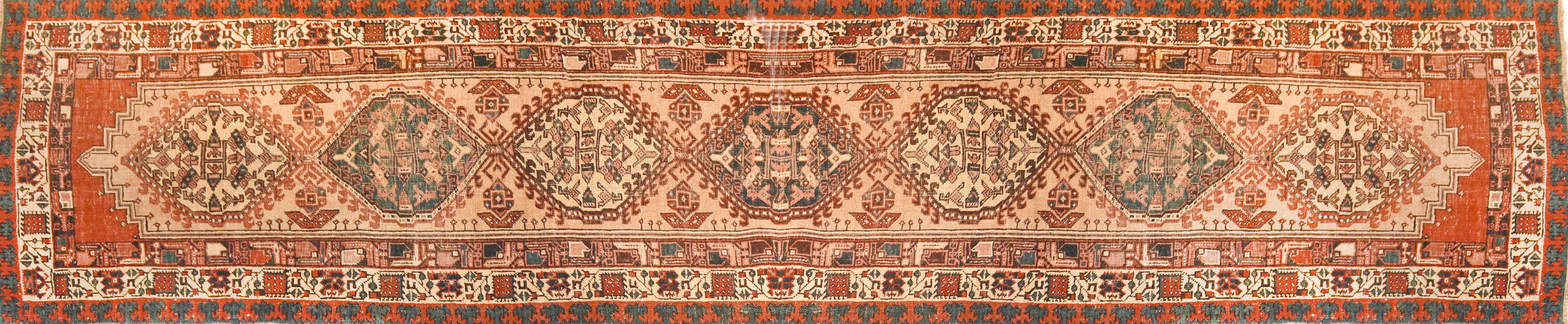 Hand-Knotted Antique Persian Sarab Long Rug For Sale