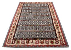 Antiker Serbischer, handgefertigter antiker Teppich, Vintage-Kelim-Teppich, geometrischer Orientteppich