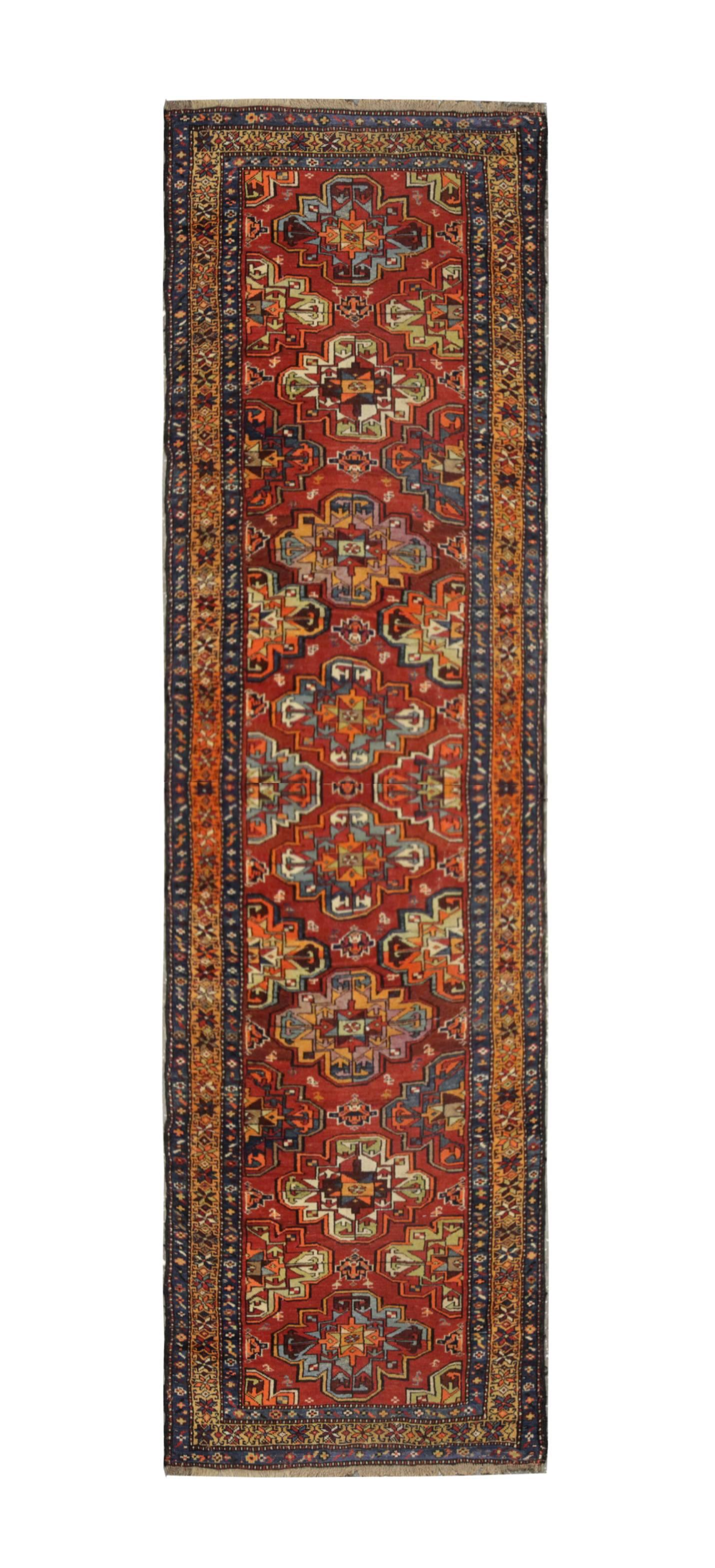 Mid-20th Century Antique Rug, Turkmen Oriental Runner, Living Room Carpet Runner For Sale