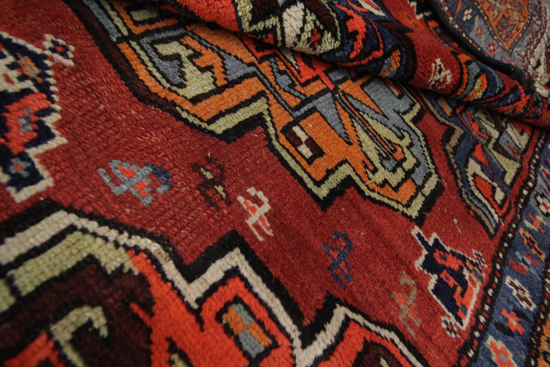 Antique Rug, Turkmen Oriental Runner, Caucasian Living Room Carpet Runner For Sale 3