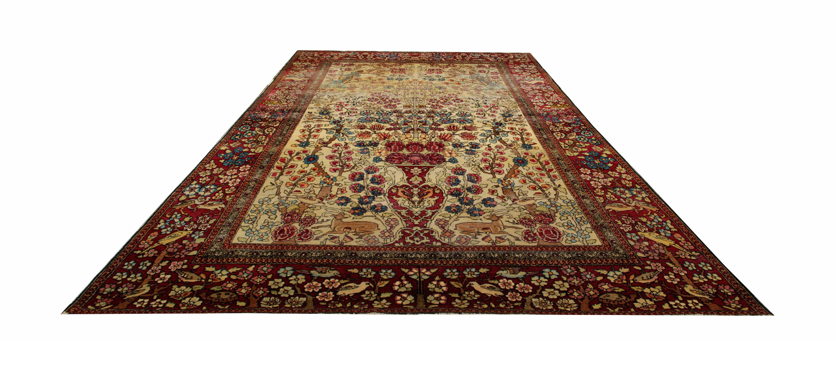 Caucasian Antique Floral Wool Area Rug Handmade Exclusive Living Room Carpet- 125x197cm For Sale
