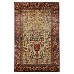 Antique Floral Wool Area Rug Handmade Exclusive Living Room Carpet- 125x197cm