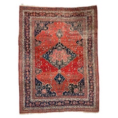 Antique Rug with Gorgeous Medallion and Variations of Strawberry Field, c.1910's