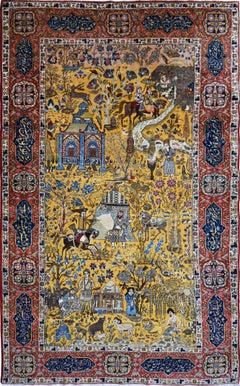Antique Rug, yellow & red and anime - circa 1940 - No. 1698