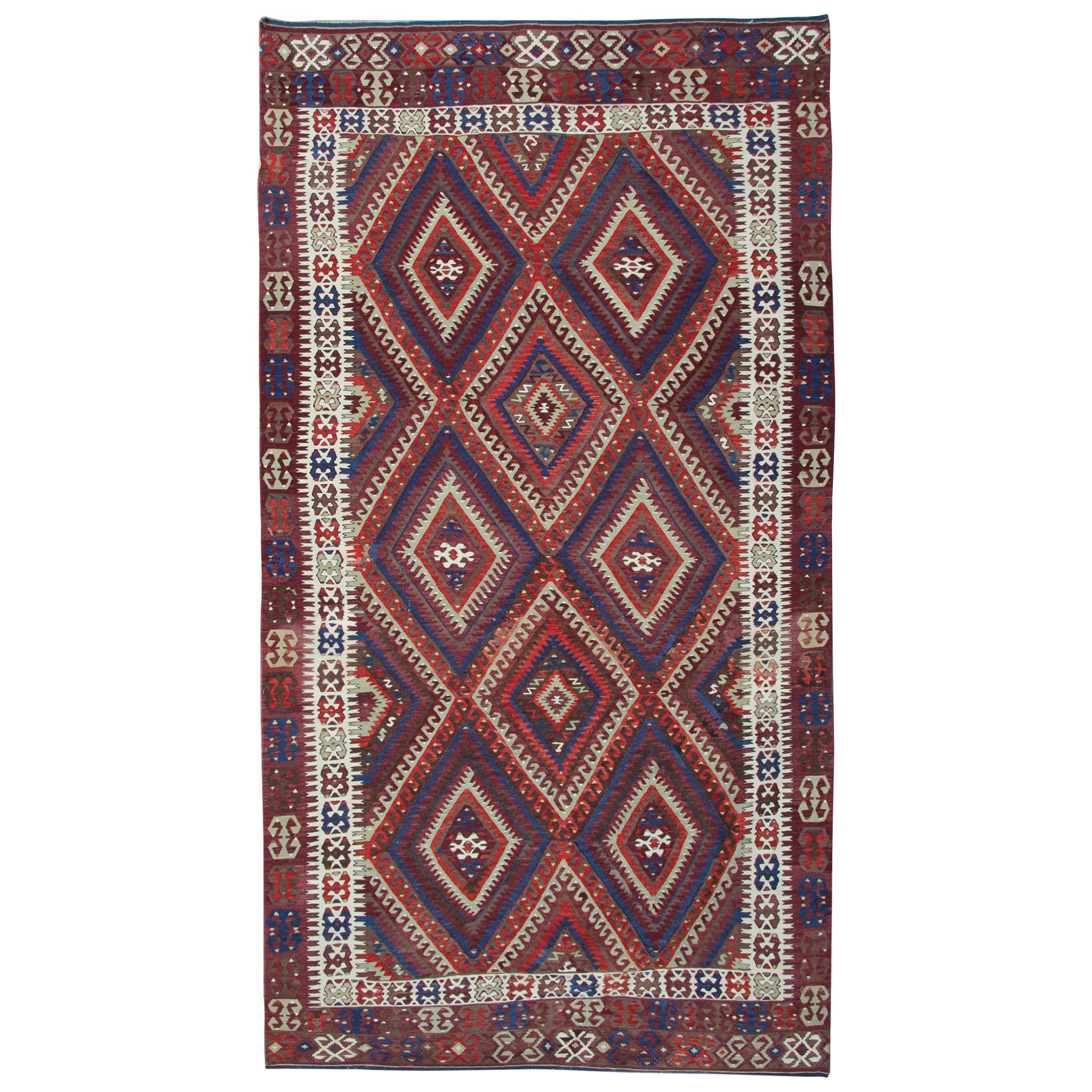 Antike Teppiche, anatolische türkische Kelim-Teppiche, türkischer Teppich aus Anatolien