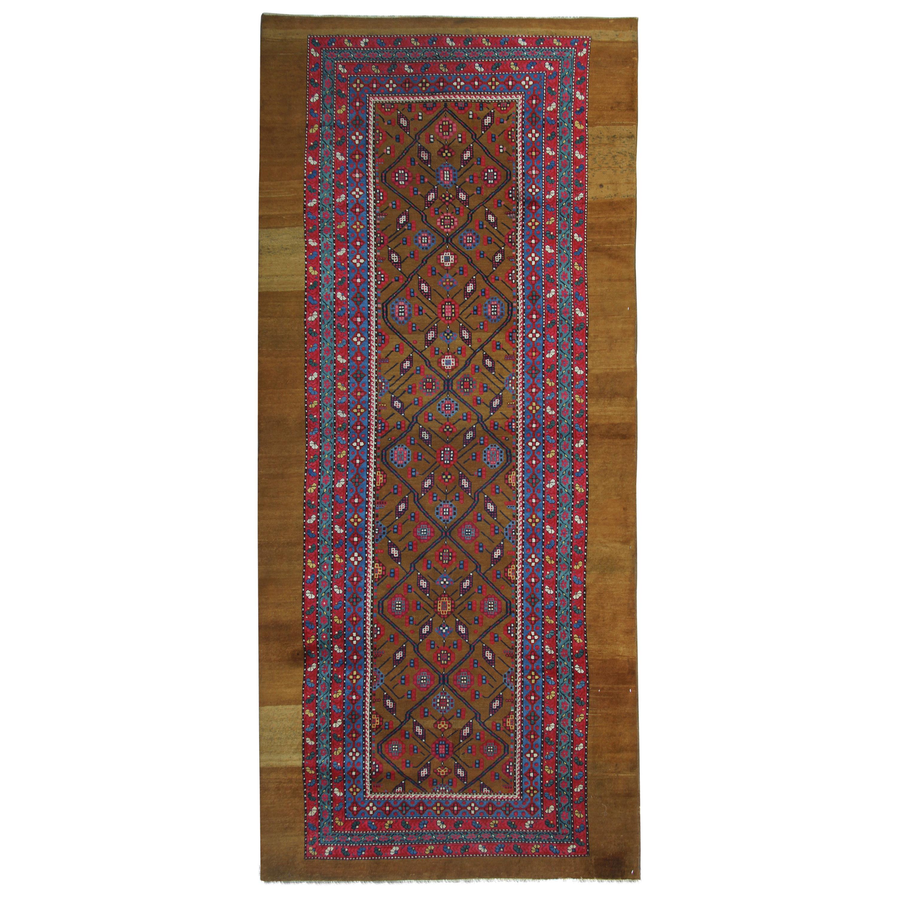 Antique Rugs, Camel Pure Wool Caucasian Handmade Carpet Runners, Oriental Rugs  For Sale