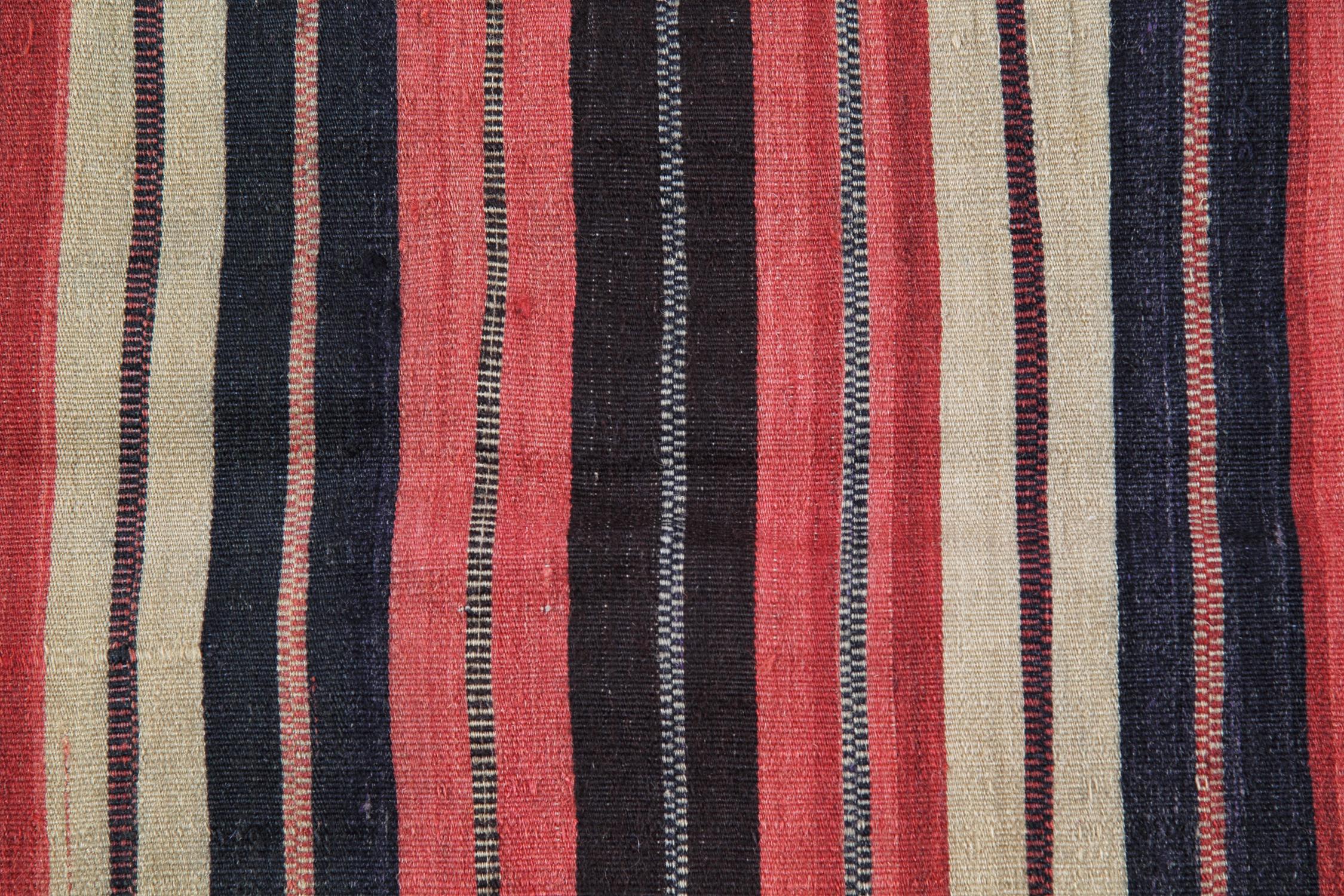 Hand-Woven Antique Rugs Caucasian Kilim Rug Jajim Traditional Wool Striped Carpet For Sale