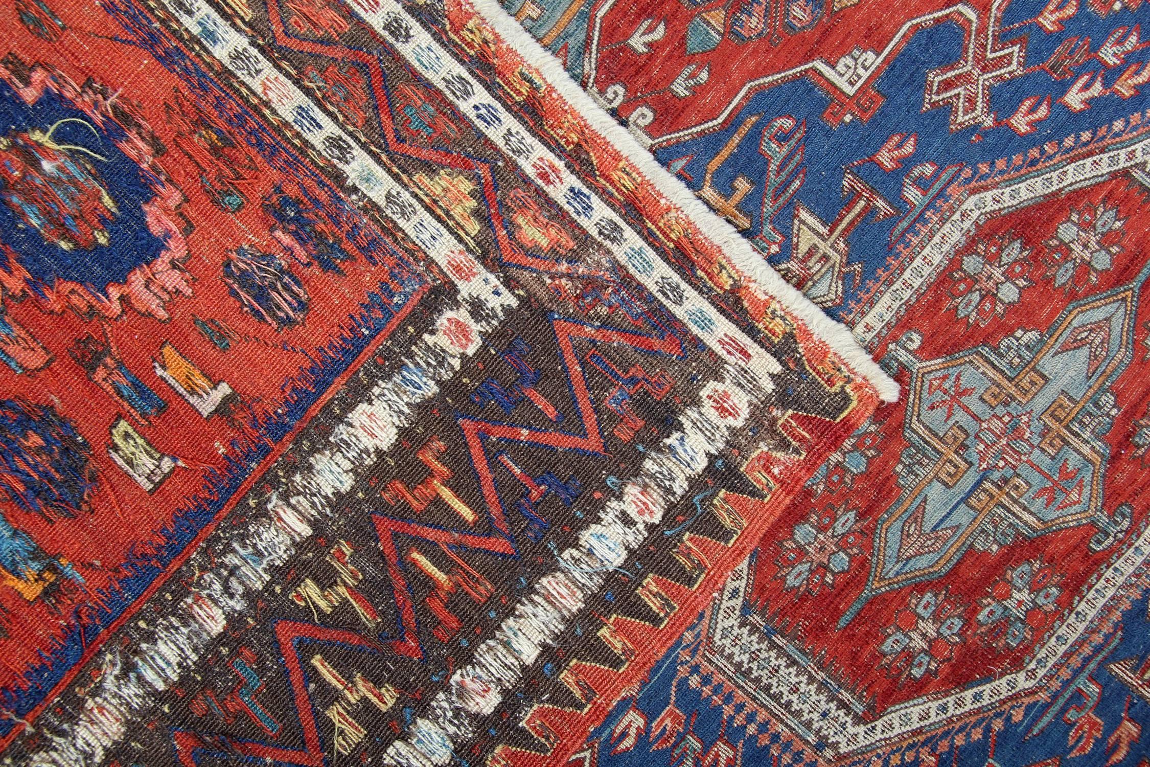 Hand-Knotted Antique Rugs Caucasian Kuba, Sumakh Kilim Rugs, Floor Rugs, Handmade Carpet For Sale