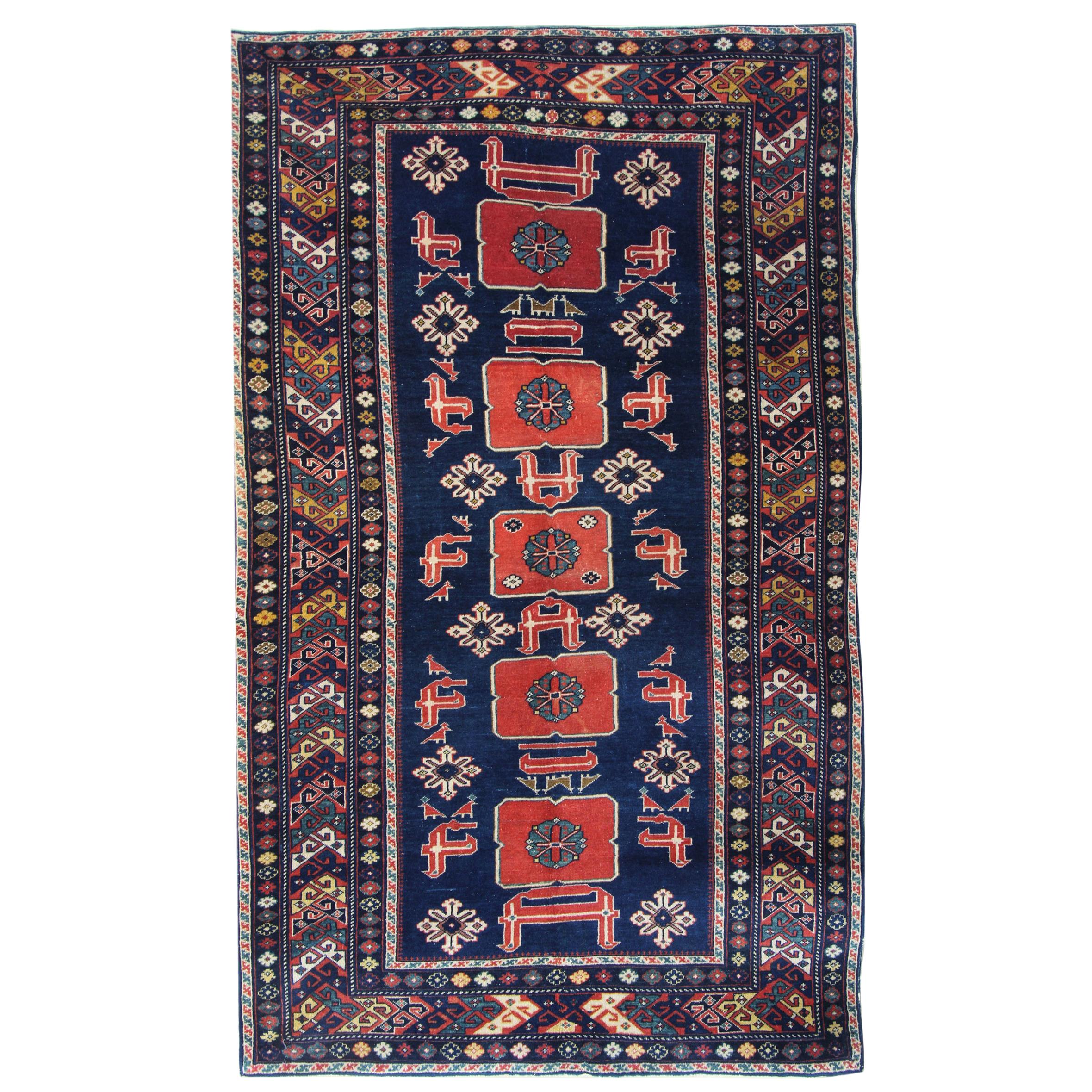 Antique Rugs Caucasian Traditional Rug, Handmade Carpet Oriental Rug, Area Rugs For Sale