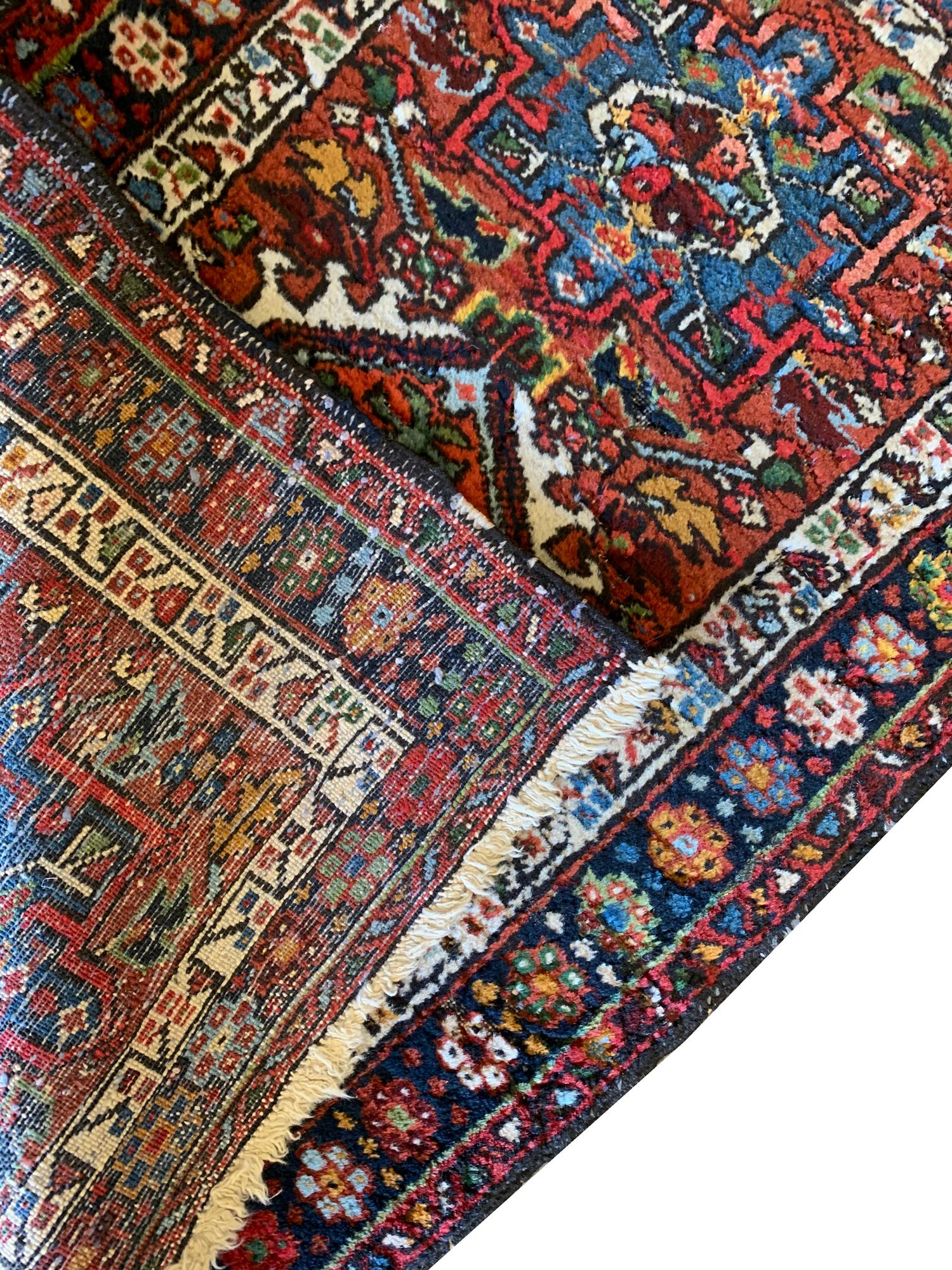 19th Century Antique Rugs Caucasian Wool Carpet, Area Rug Oriental Brown Blue For Sale