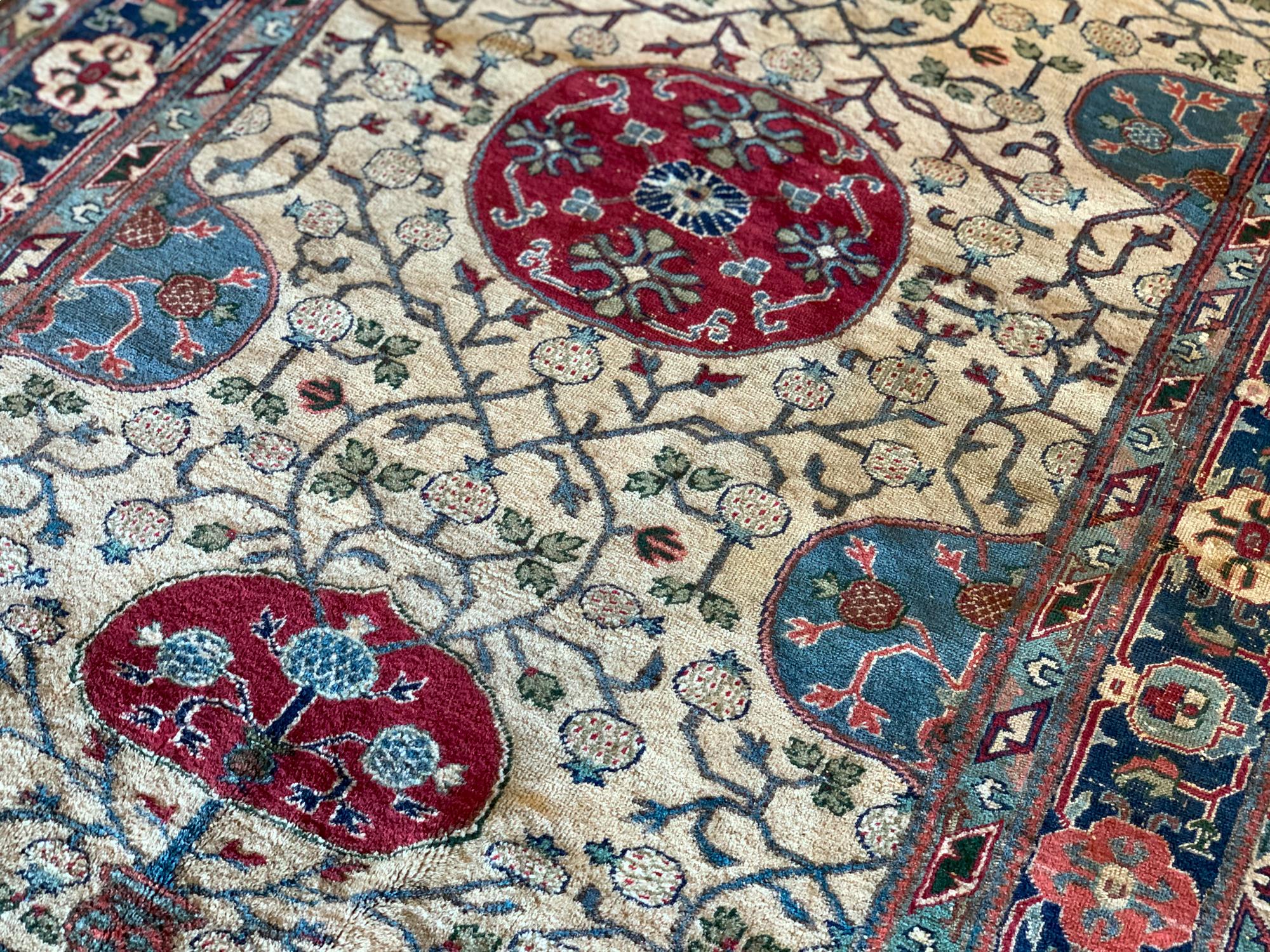 Vegetable Dyed Antique Rugs Central Asian Khotan Carpet Handmade Oriental Area Rug For Sale