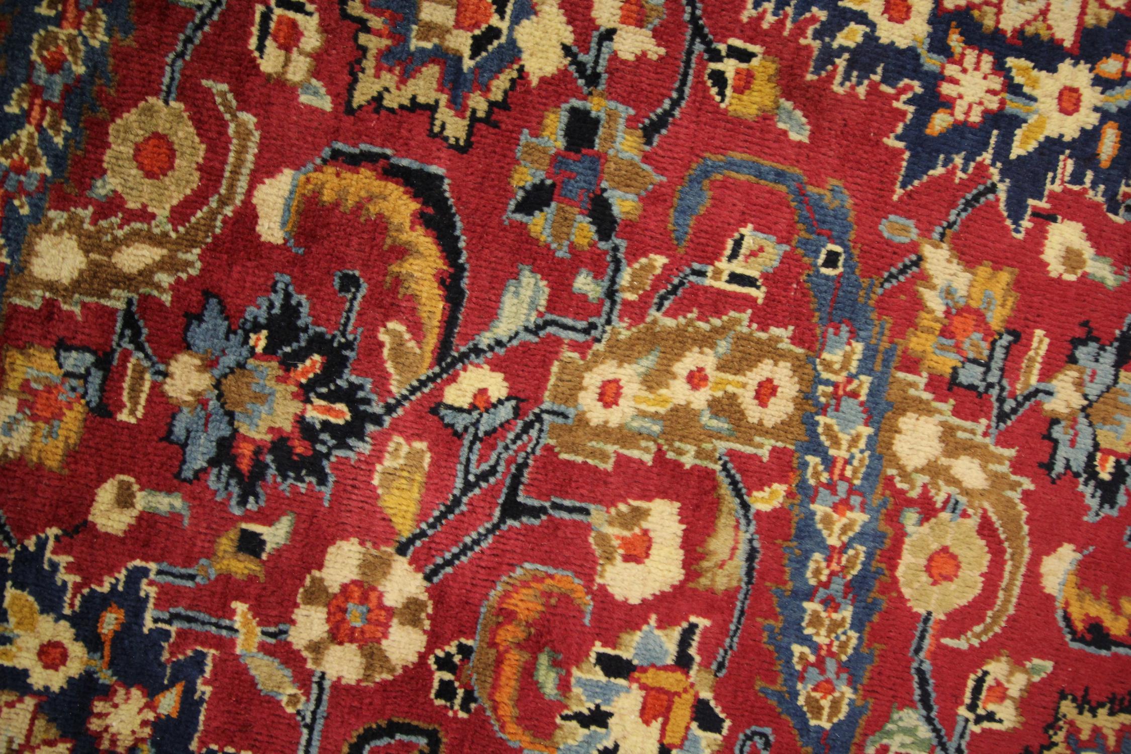 Antique Rugs Crimson Red Handmade Carpet, All over Turkish Rugs for Sale For Sale 3