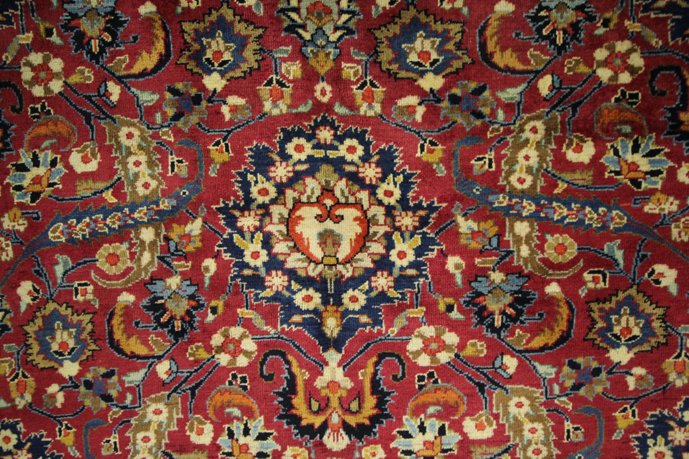 Antique Rugs Crimson Red Handmade Carpet, All over Turkish Rugs for Sale For Sale 4
