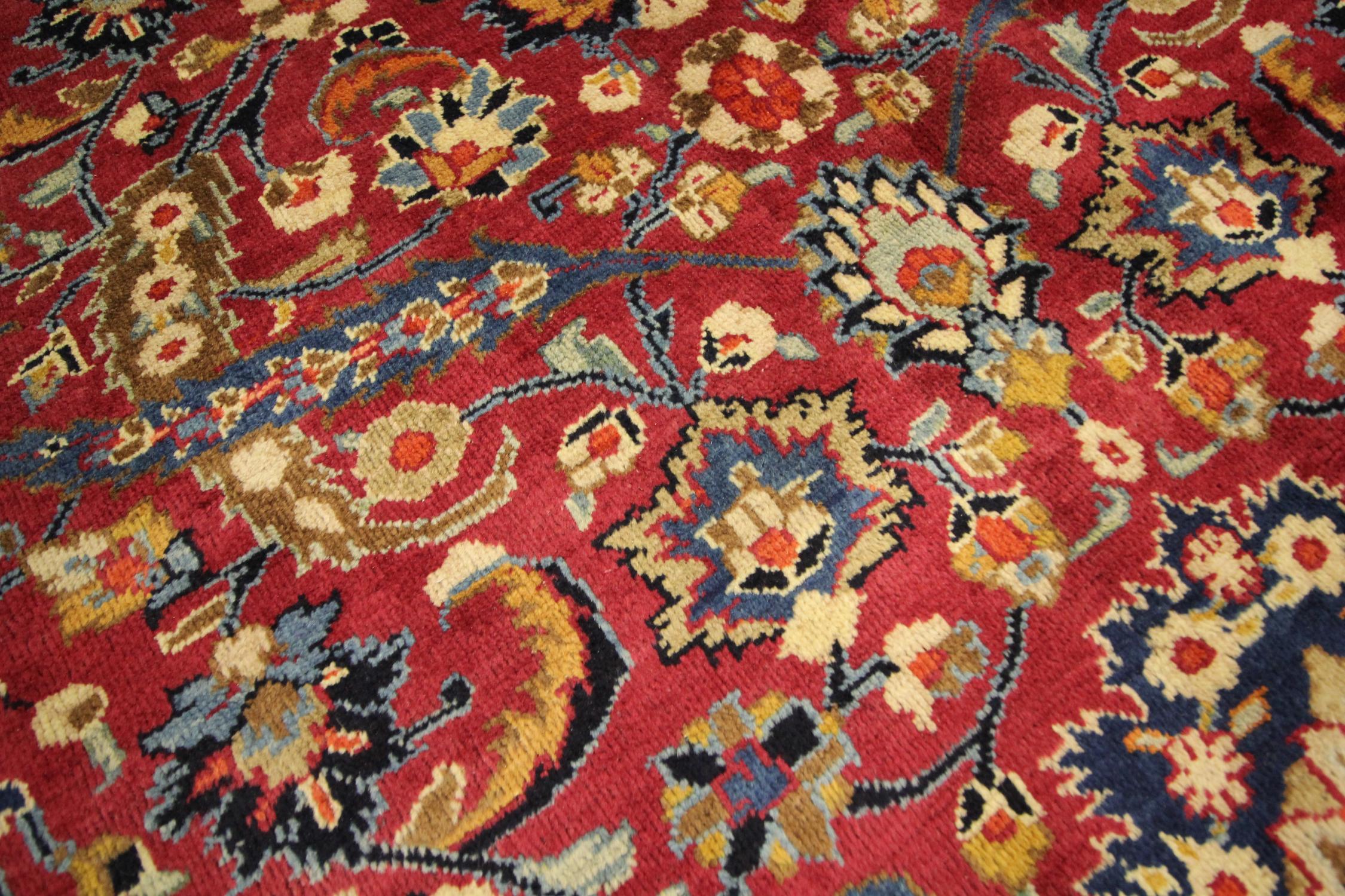 Antique Rugs Crimson Red Handmade Carpet, All over Turkish Rugs for Sale For Sale 7