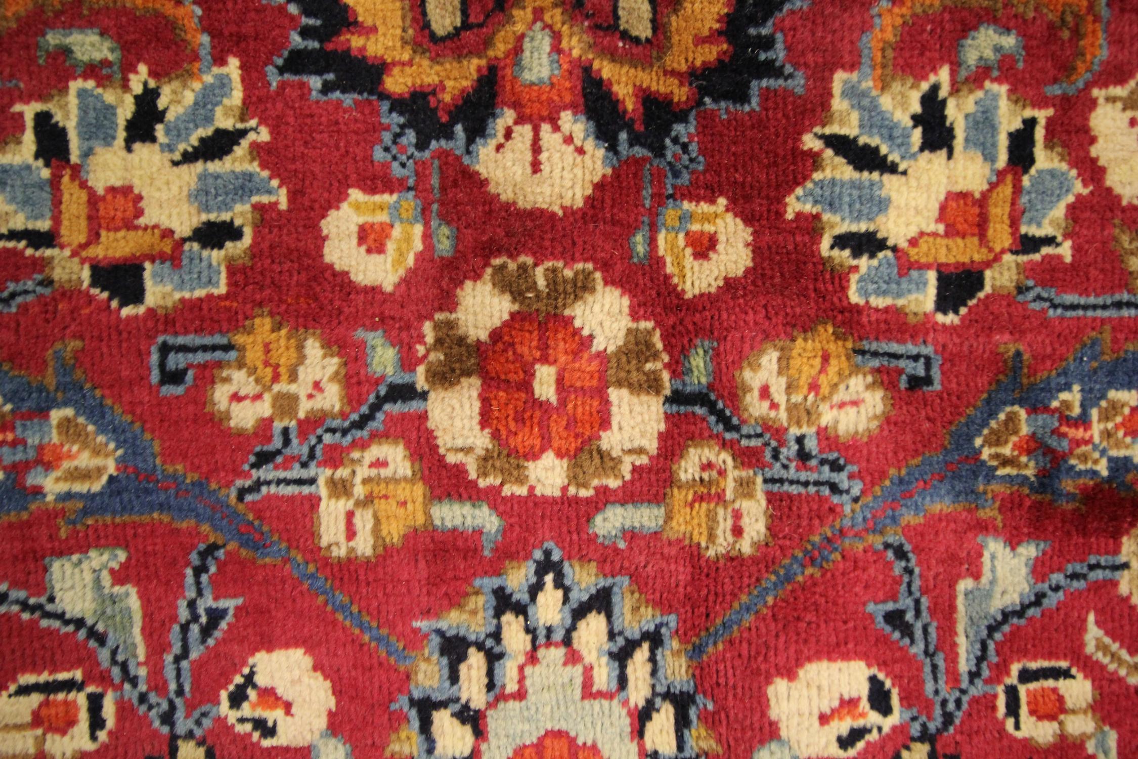 Antique Rugs Crimson Red Handmade Carpet, All over Turkish Rugs for Sale For Sale 8