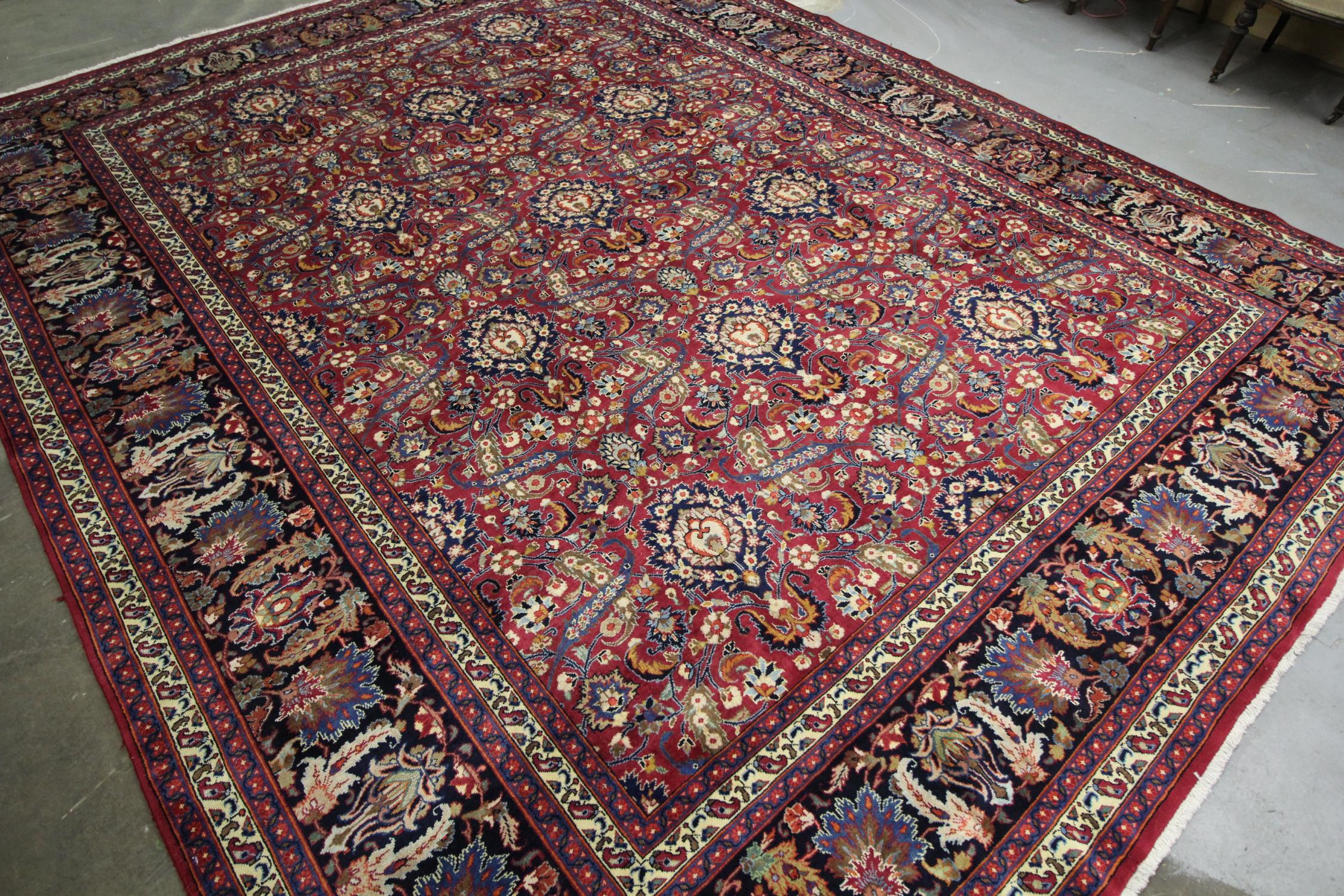 Mid-Century Modern Antique Rugs Crimson Red Handmade Carpet, All over Turkish Rugs for Sale For Sale