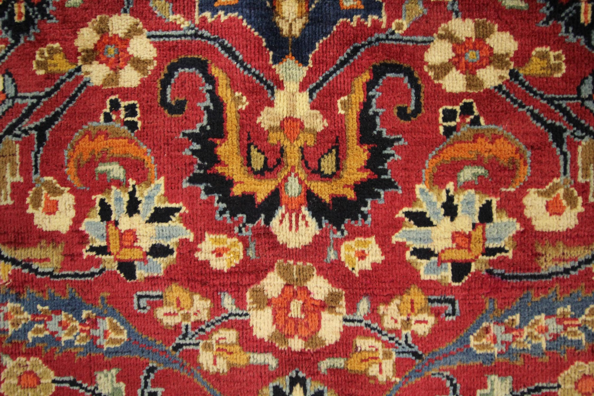 Hand-Knotted Antique Rugs Crimson Red Handmade Carpet, All over Turkish Rugs for Sale For Sale