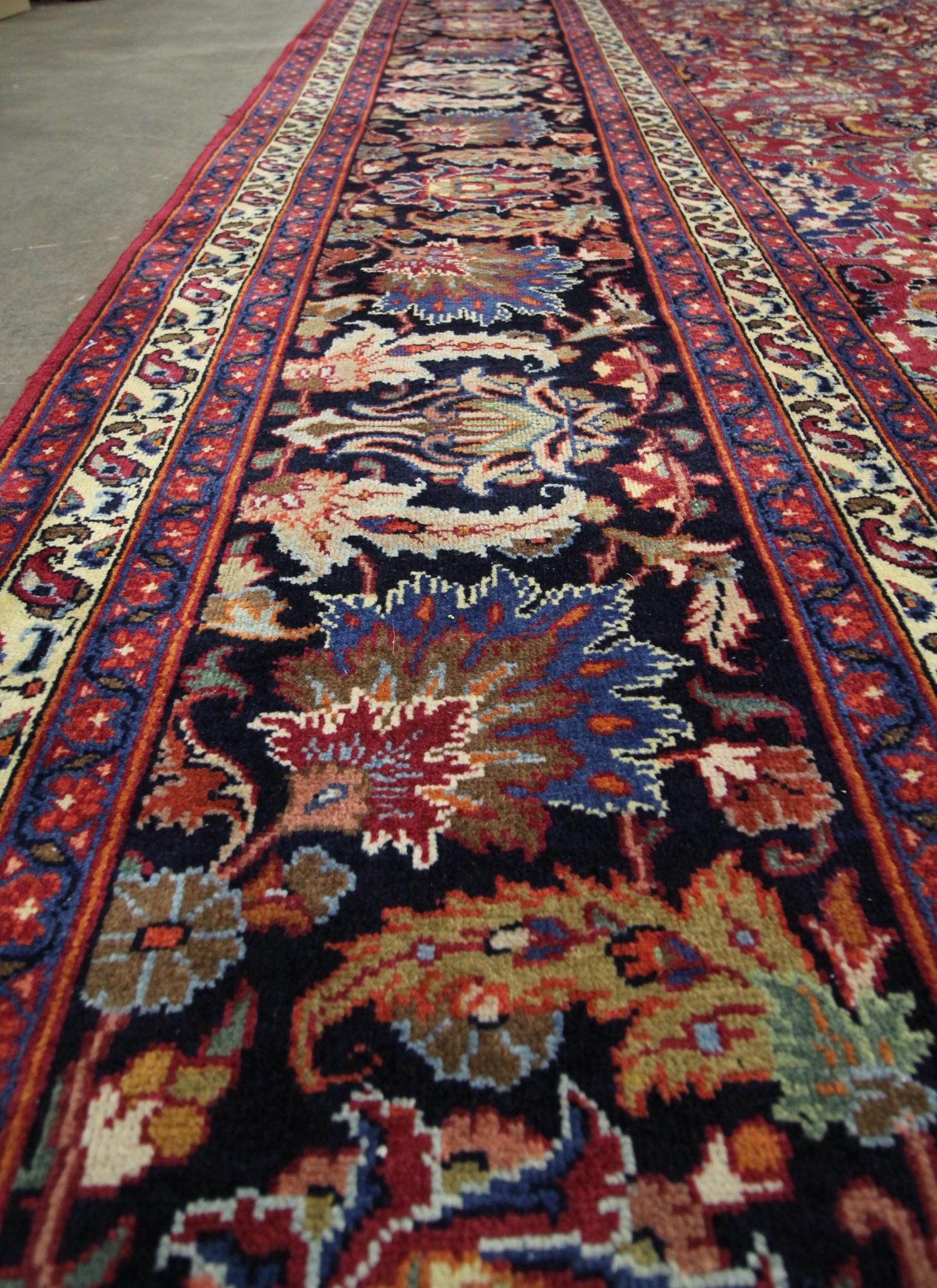 Antique Rugs Crimson Red Handmade Carpet, All over Turkish Rugs for Sale For Sale 1