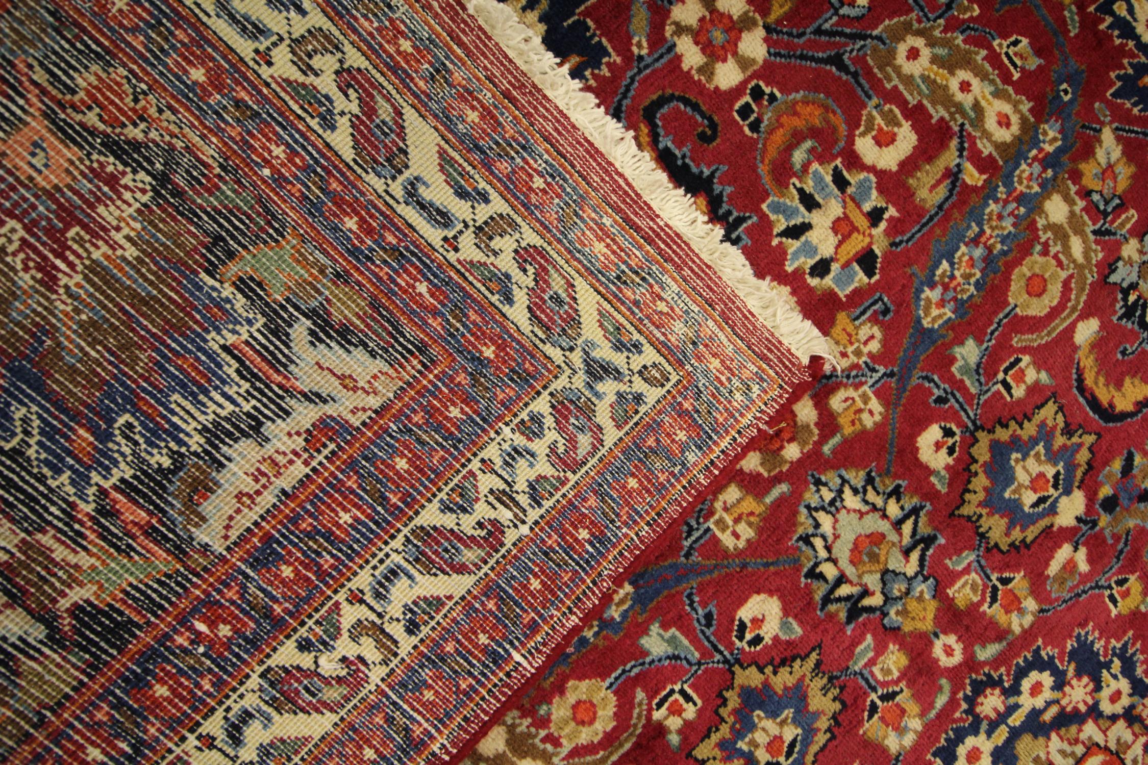 Antique Rugs Crimson Red Handmade Carpet, All over Turkish Rugs for Sale For Sale 2