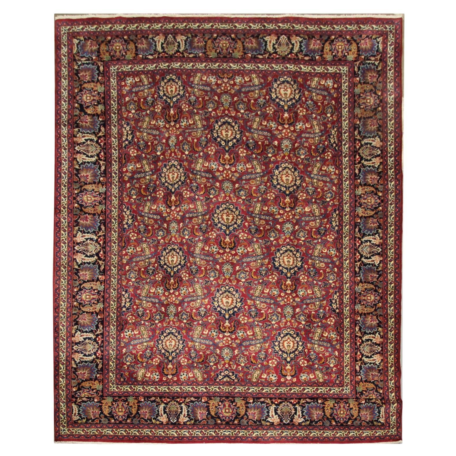 Antique Rugs Crimson Red Handmade Carpet, All over Turkish Rugs for Sale For Sale