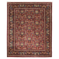 Antique Rugs Crimson Red Handmade Carpet, All over Turkish Rugs for Sale
