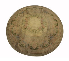Antique Rugs French Savonnerie Circular Carpet Beige Area Rug