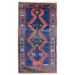 Blue Kazak Rugs Geometric Caucasian Carpet Area Living Room Rugs Antique