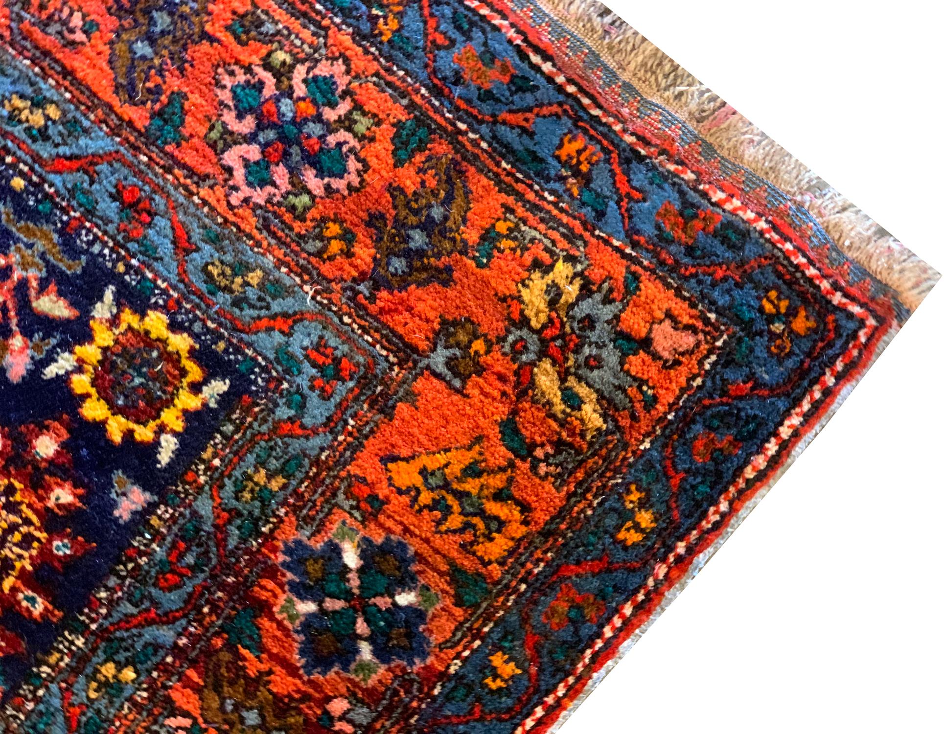 Azerbaijani Antique Rugs Hand-Knotted Wool Area Oriental Traditional Floral Carpet