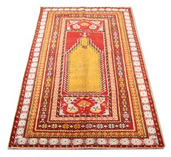 Antique Rugs Handmade Prayer Rug, Turkish Living Room Rug for Sale Home Decor