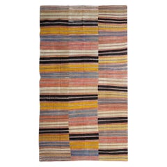 Antique Rugs Handmade Carpet, Wool Kilim Jajim Area Rug, Striped Rug