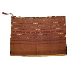 Antike handgefertigte antike Teppiche aus Chuval-Textil, rostfarben, Wolle, orientalische Bodenkissen