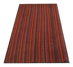 Antique Rugs Handmade Jajim Tapestry Rug Striped Red Carpet Textile