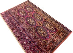 Antique Rugs Handmade Turkmen Carpet Oriental Pink Silk Area Rug
