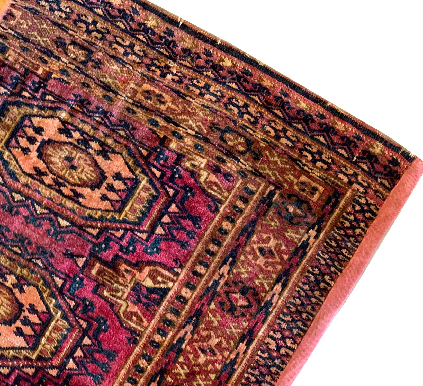 Afghan Antique Rugs Handmade Turkmen Carpet Oriental Pink Silk Area Rug For Sale