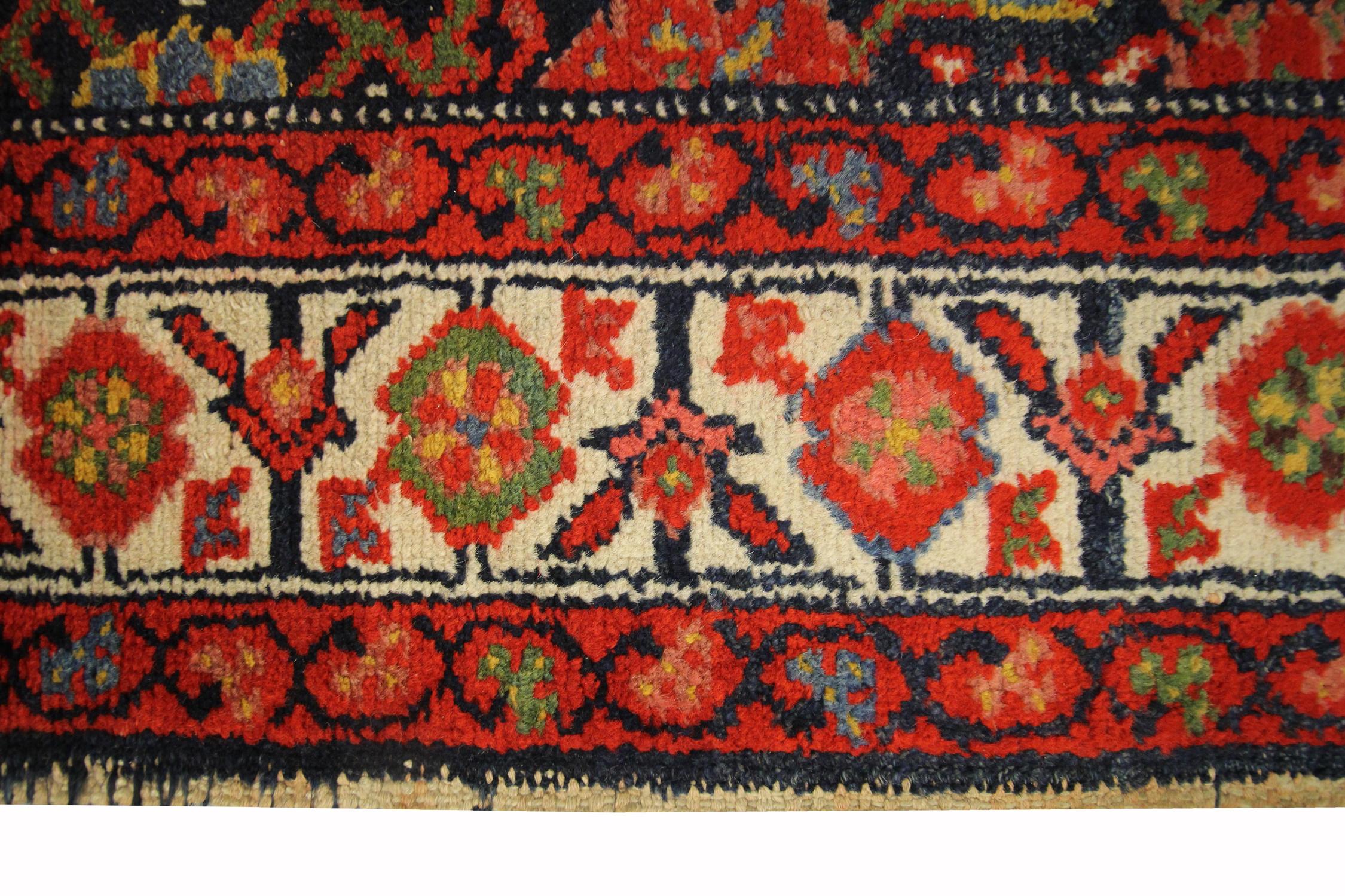 Antique Rugs Handwoven Oriental Wool Orange Red Traditional Carpet For Sale 3