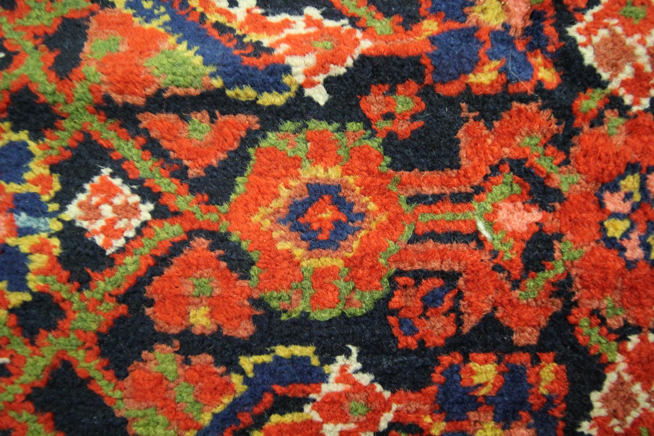 Antique Rugs Handwoven Oriental Wool Orange Red Traditional Carpet For Sale 1