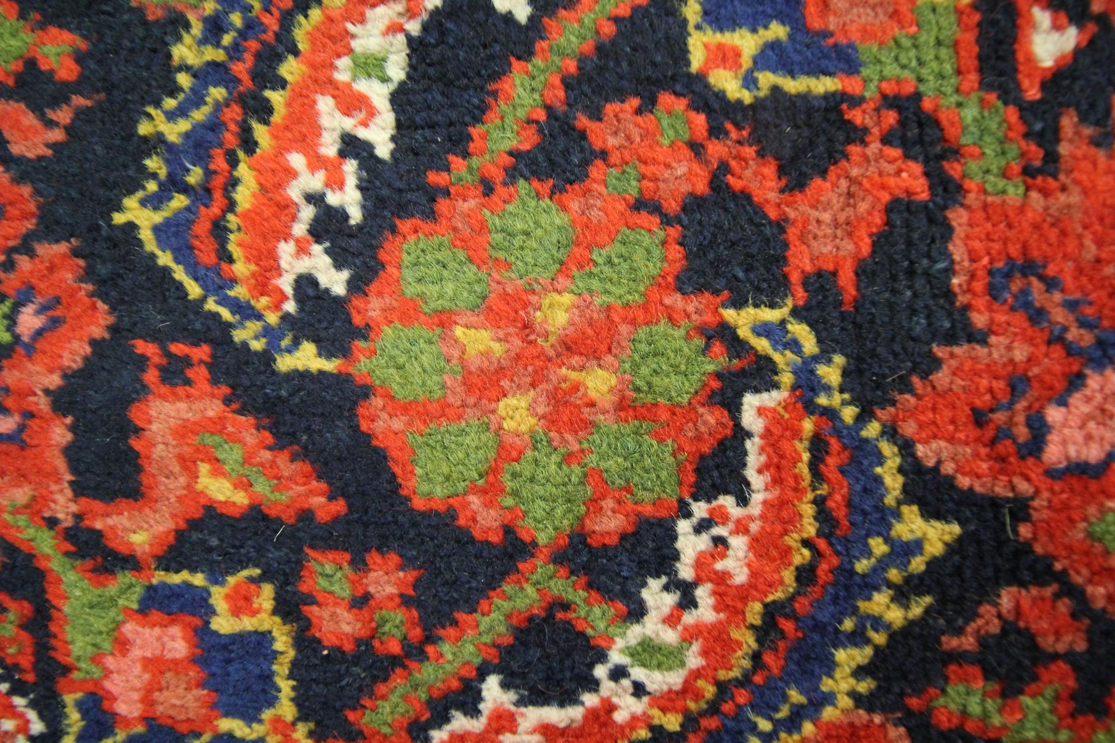 Antique Rugs Handwoven Oriental Wool Orange Red Traditional Carpet For Sale 2