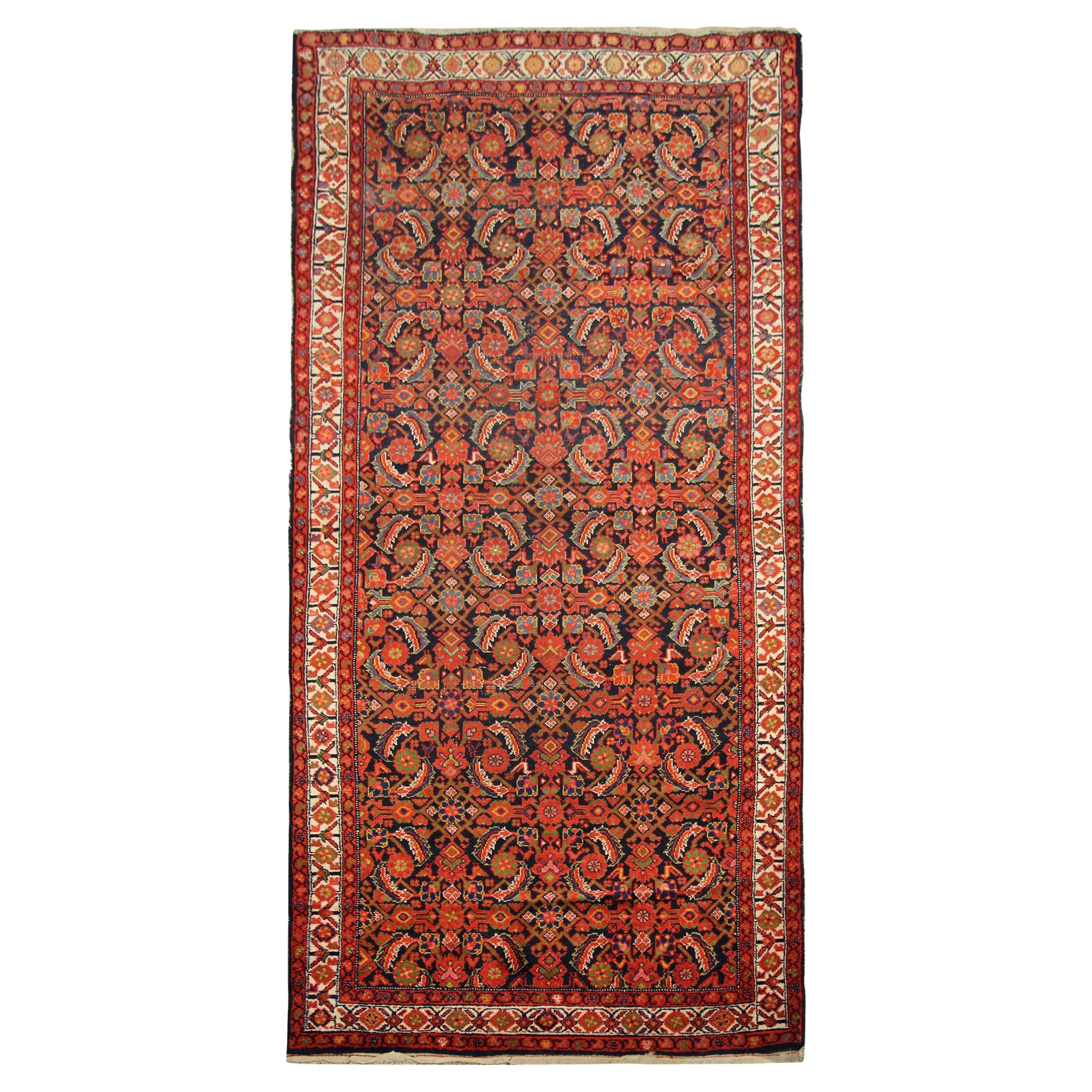 Antique Rugs Handwoven Oriental Wool Orange Red Traditional Carpet
