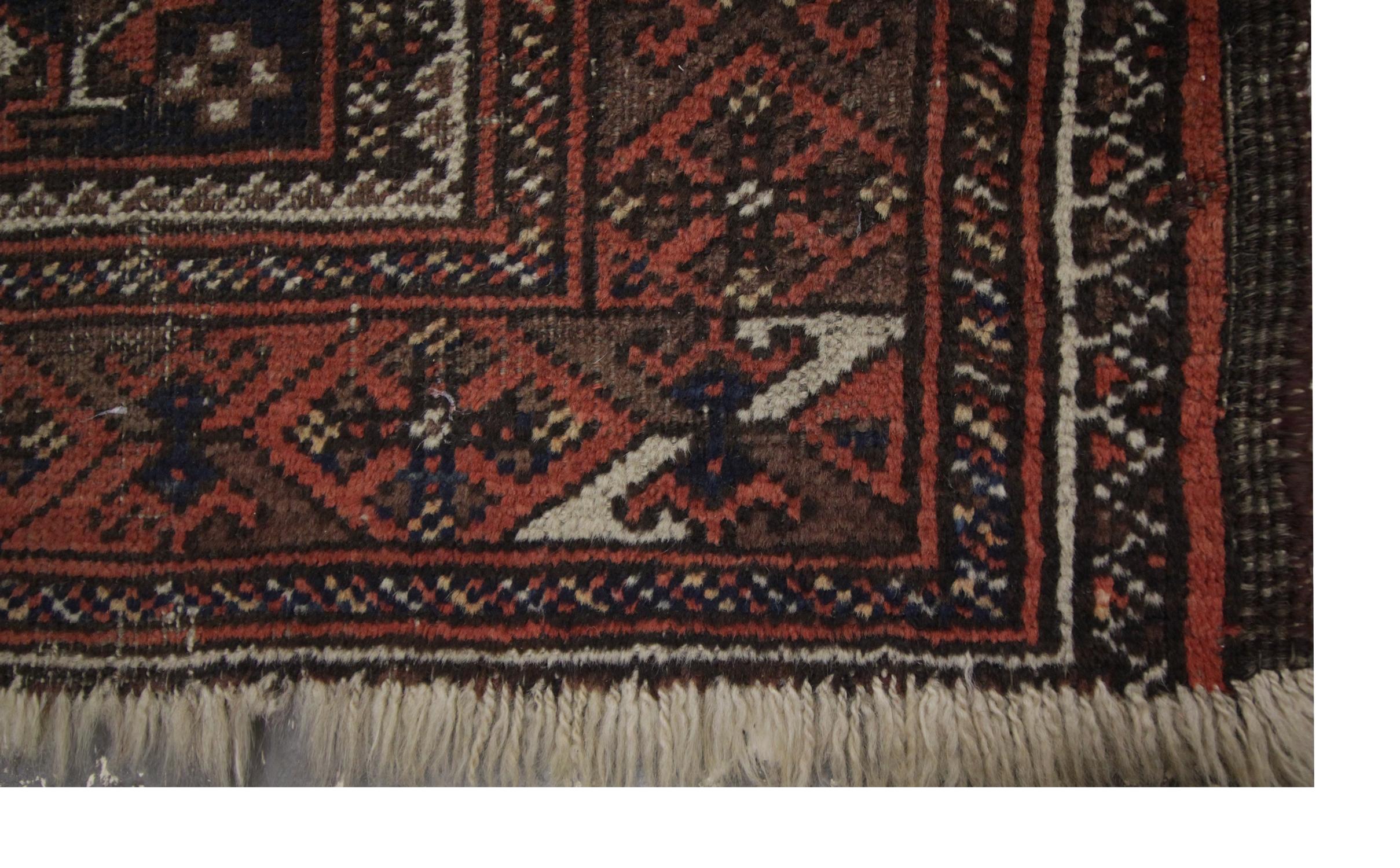 Afghan Antique Rugs Handwoven Red Area Wool Oriental Carpet For Sale