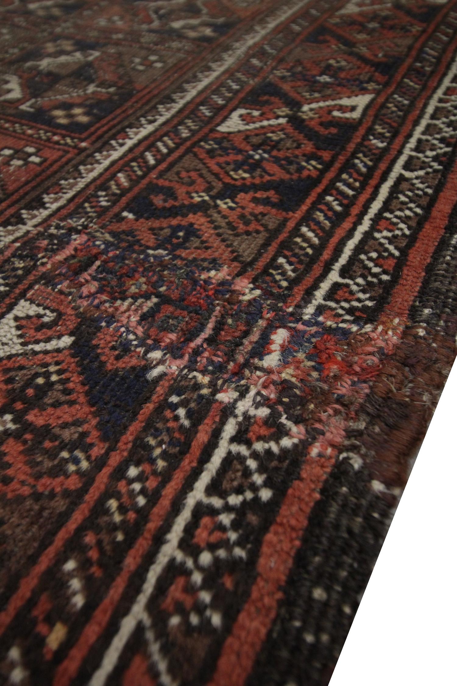 Hand-Knotted Antique Rugs Handwoven Red Area Wool Oriental Carpet For Sale