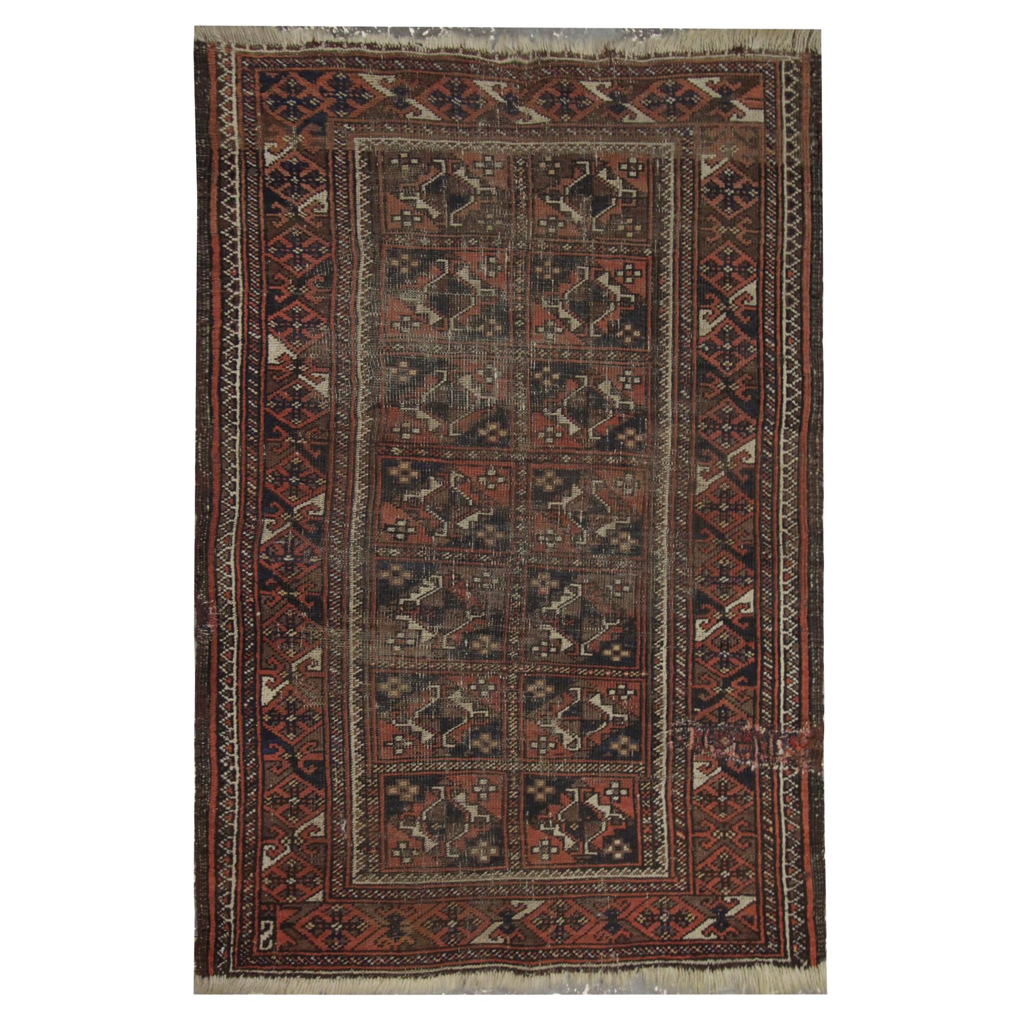 Antique Rugs Handwoven Red Area Wool Oriental Carpet For Sale