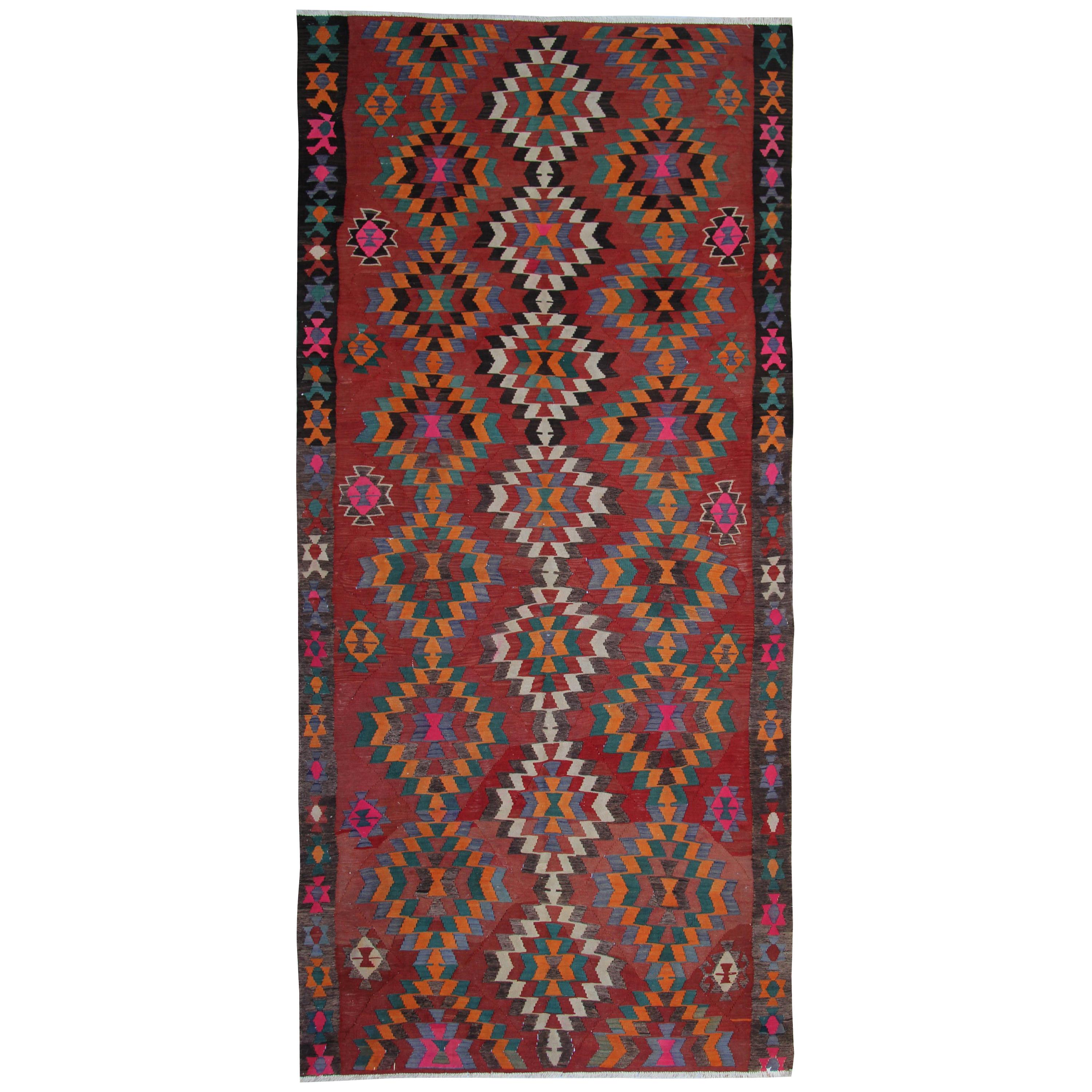 Antike Teppiche Vintage Orientteppich Handgewebter Teppich Türkischer Kilim Teppich Läufer