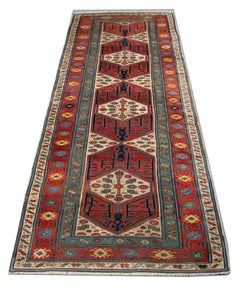 Antique Rugs, Kazak Rug, Handmade Carpet Runner Oriental Rug from Caucasus