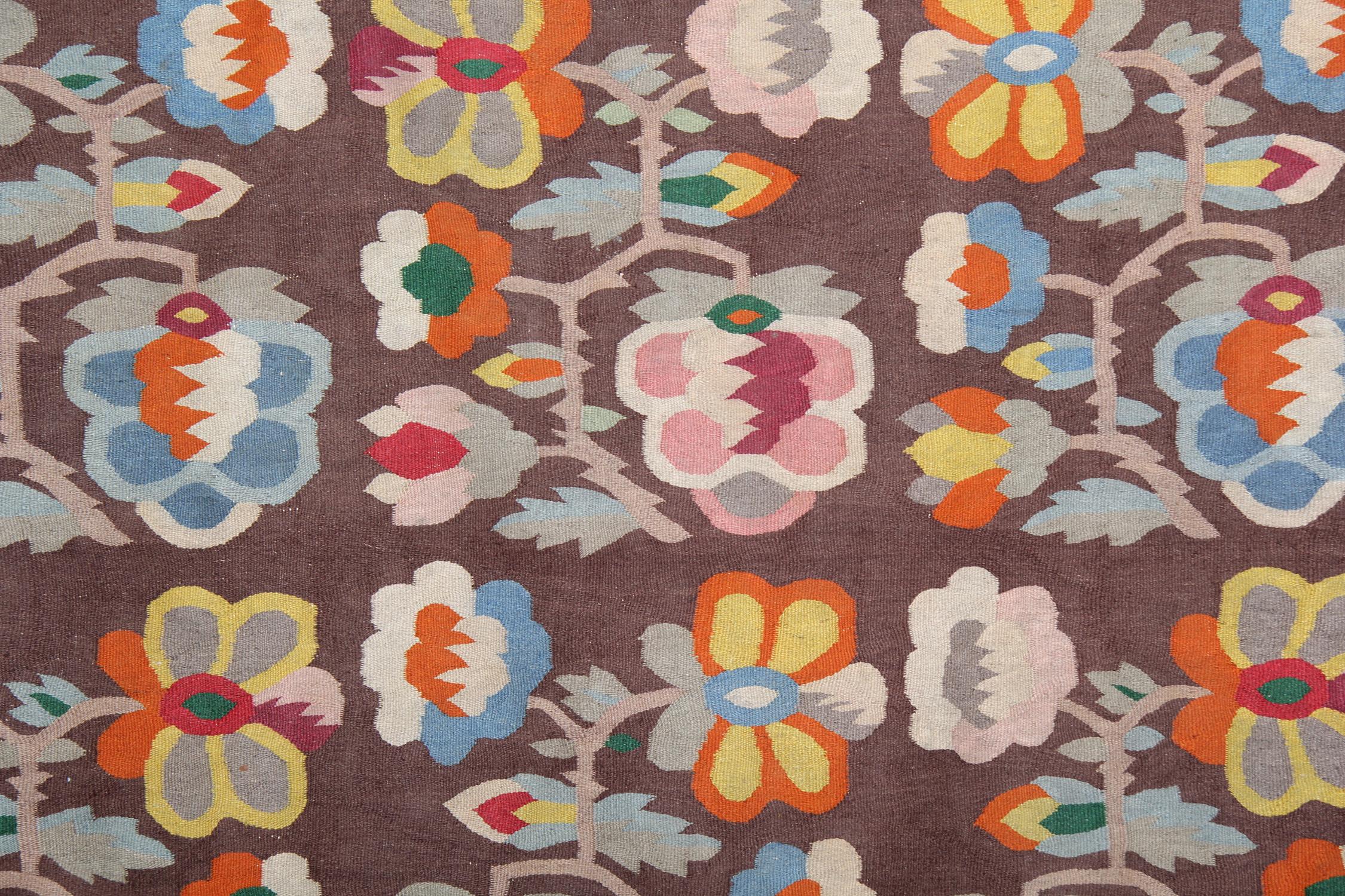 Moldovan Antique Rugs Kilim Floral Moldavian Handmade Carpet Area Rug