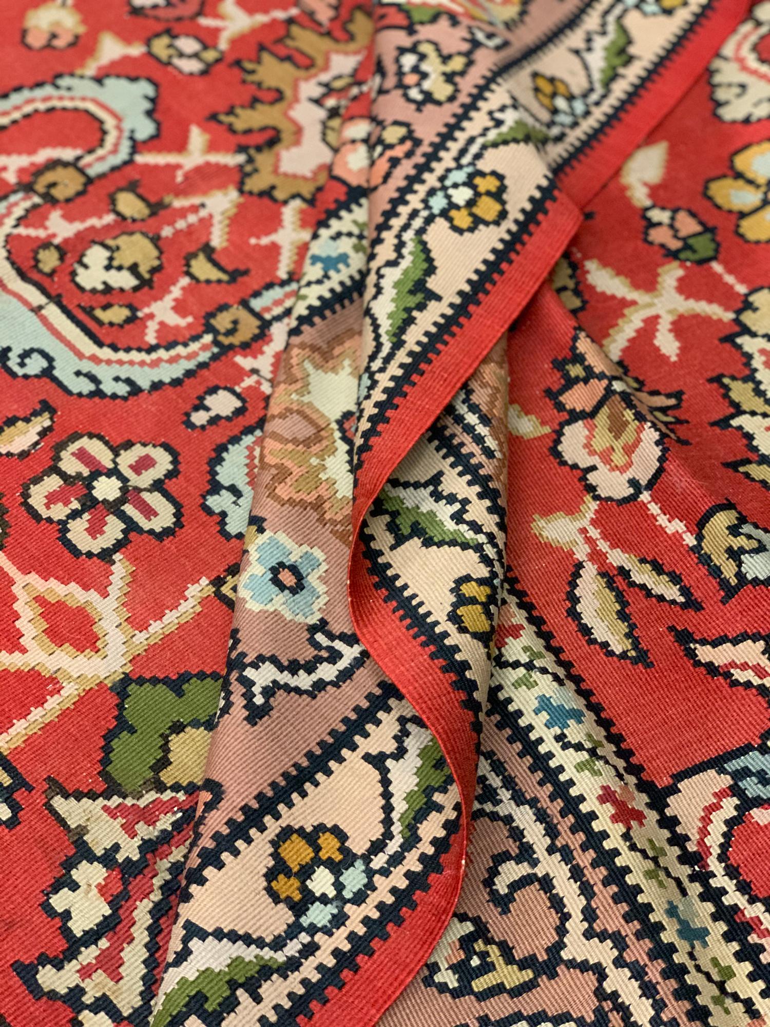 Antike Teppiche Kelim Handgefertigter Teppich Orientalischer Teppich aus rostfarbener Wolle im Zustand „Hervorragend“ im Angebot in Hampshire, GB