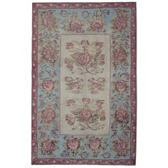 Tapis anciens, rares tapis Kilim de Bessarabia, tapis d'Aubusson, tapis bleu ciel