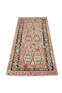 Antiker handgefertigter Kilims-Teppich, geometrischer türkischer Kelim-Teppich