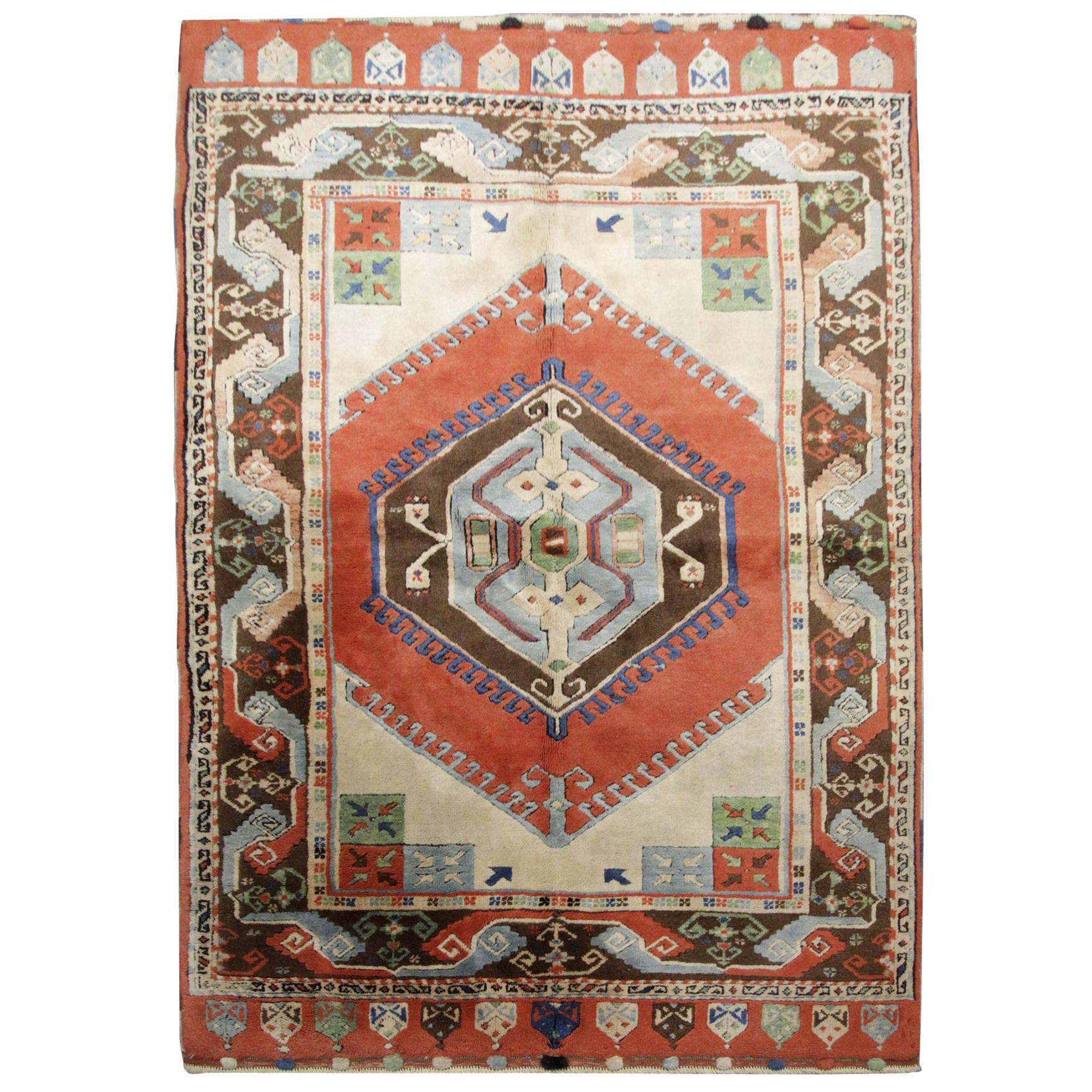 Antique Rugs Milas Area-Turkish Rug, Handmade Carpet Oriental Living Room Rug